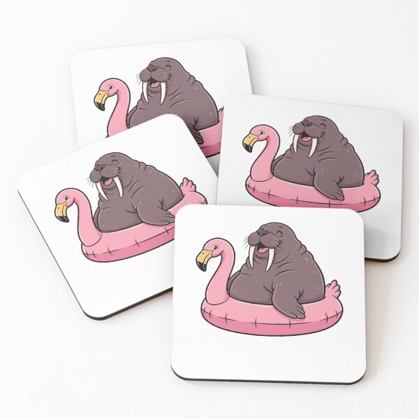Item preview, Cute Walrus on Pink Flamingo Pool Float designed and sold by k3rstman1.