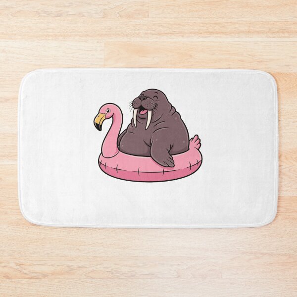Item preview, Cute Walrus on Pink Flamingo Pool Float designed and sold by k3rstman1.