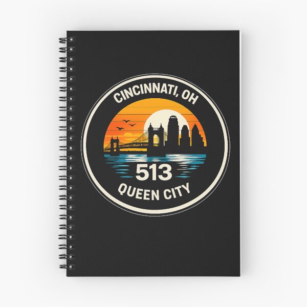 Item preview, Cincinnati Ohio Retro Badge Shirt – 513 Queen City Skyline Sunset Design designed and sold by Laughprints.