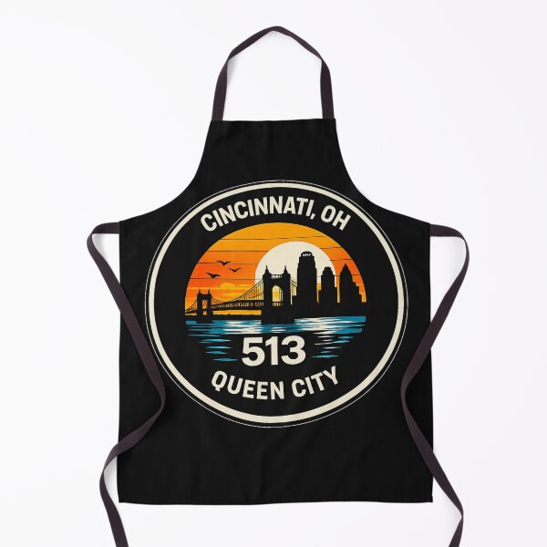 Item preview, Cincinnati Ohio Retro Badge Shirt – 513 Queen City Skyline Sunset Design designed and sold by Laughprints.