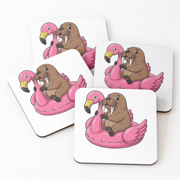 Item preview, Cute Cartoon Walrus on Pink Flamingo Float designed and sold by k3rstman1.