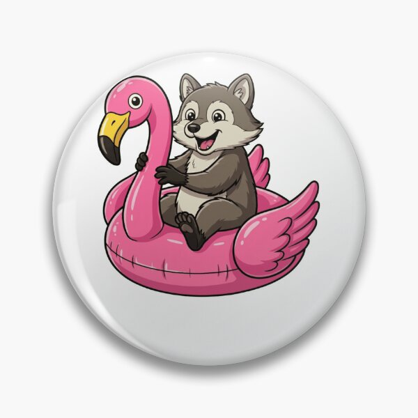 Item preview, Cute Cartoon Wolf in Pink Flamingo Float designed and sold by k3rstman1.