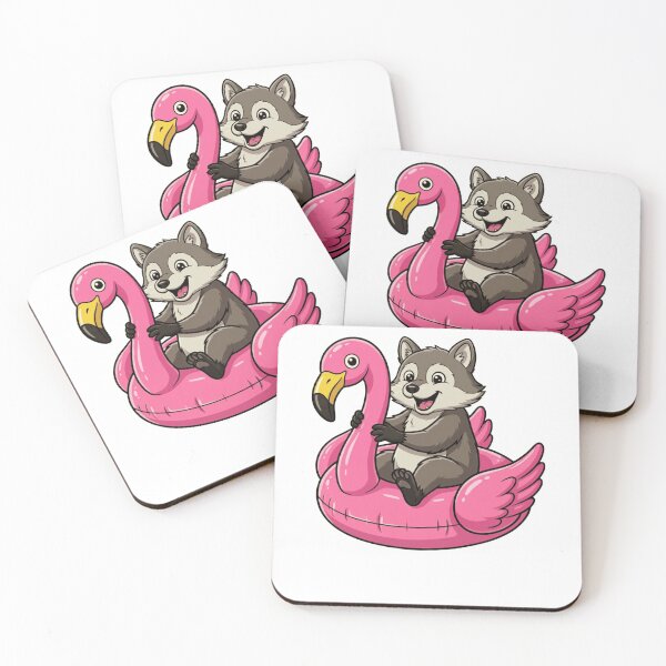 Item preview, Cute Cartoon Wolf in Pink Flamingo Float designed and sold by k3rstman1.