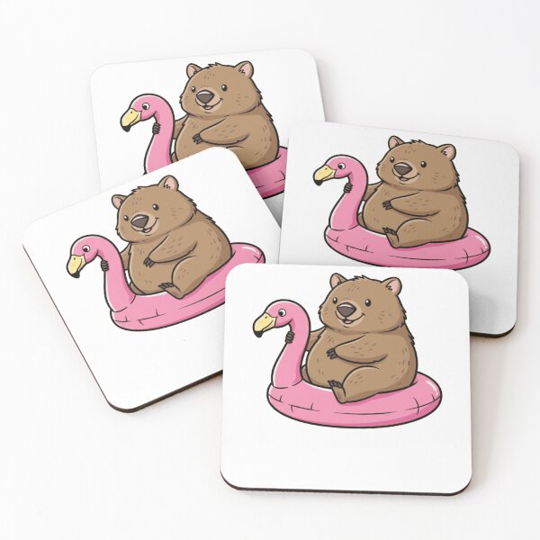Item preview, Cute Wombat Riding Pink Flamingo Pool Float designed and sold by k3rstman1.