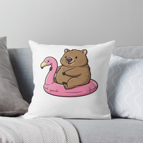 Item preview, Cute Wombat Riding Pink Flamingo Pool Float designed and sold by k3rstman1.