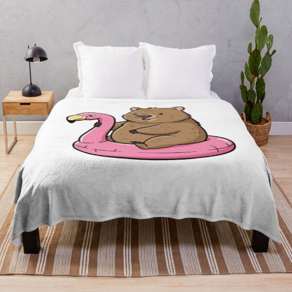 Item preview, Cute Wombat Riding Pink Flamingo Pool Float designed and sold by k3rstman1.