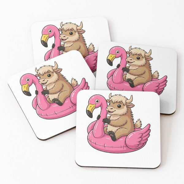 Item preview, Cute Yak on Pink Flamingo Pool Float designed and sold by k3rstman1.
