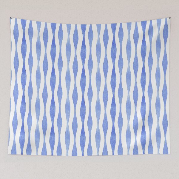 Item preview, Blue Vertical Waves Painted by Hand in Watercolor designed and sold by andrebalest.art.