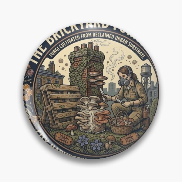 Item preview, The Brickyard Forager: Urban Cultivated Exotic Mushroom Label designed and sold by FarDesign.