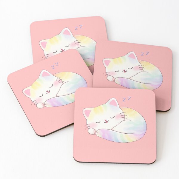 Item preview, Sleeping Pastel Rainbow Cat Cute Kawaii  designed and sold by BritishDelights.