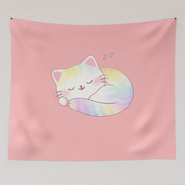 Item preview, Sleeping Pastel Rainbow Cat Cute Kawaii  designed and sold by BritishDelights.