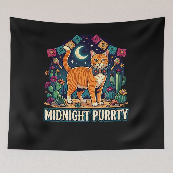 Item preview, Midnight Purrty Orange Cat Mexican Fiesta designed and sold by zbox1.