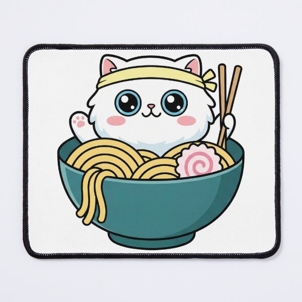 Item preview, Kawaii Fluffy Cat Buried in Ramen - Funny Emotional Eater Comfort Food Shirt designed and sold by Inna Myrien.