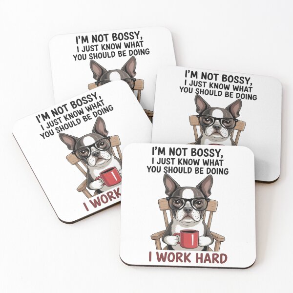 Item preview, Bossy Boston Terrier Coffee Lover – Funny Dog Attitude Design for Apparel & Home Decor designed and sold by lucidfrog.