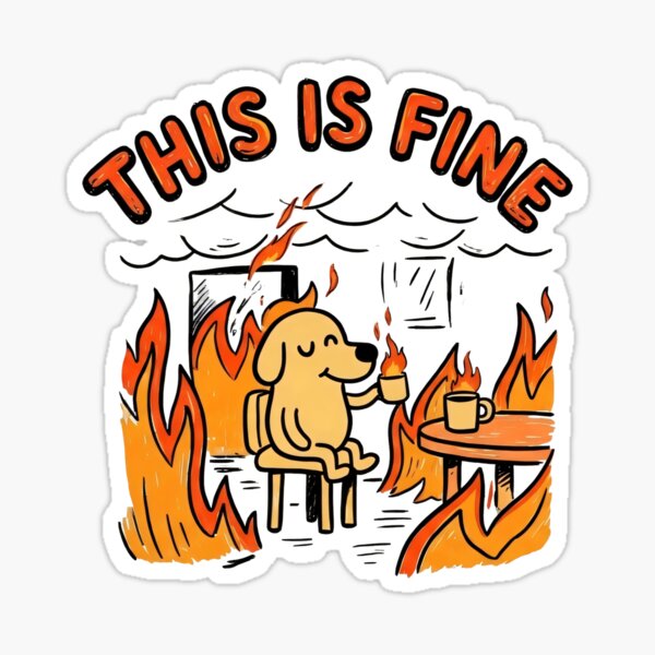 Item preview, This Is Fine Meme – Funny Stress Humor. Everything is fine designed and sold by Rebelloom.