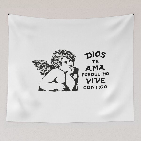 Item preview, Dios Te Ama Porque No Vive Contigo - Frustrated Angel Stencil designed and sold by HoneyMustard Lab.