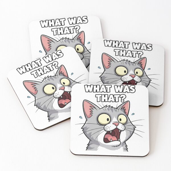 Item preview, What Was That Cat – Funny Shocked Reaction Meme Sticker designed and sold by Mojbin.