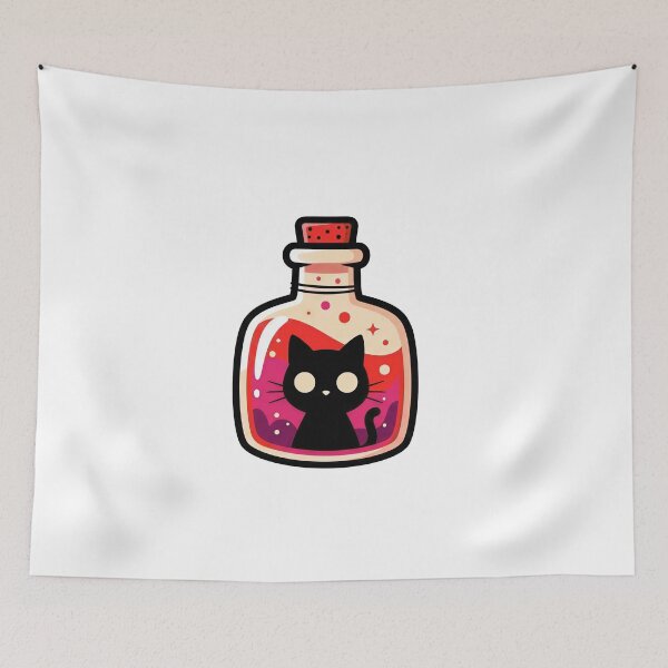 Item preview, Black Cat Potion Aesthetic – Witch Bottle Illustration, Cute Spooky Magic Design designed and sold by Timegraf.