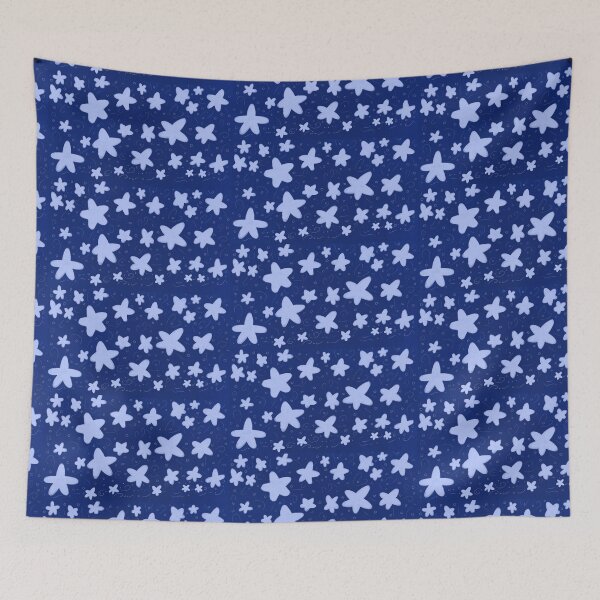 Item preview, Twirly stars in night sky (light blue) designed and sold by Tiny-Sugar-Dove.