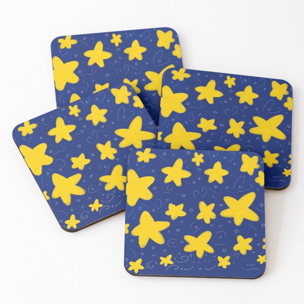 Item preview, Twirly stars in night sky (yellow) designed and sold by Tiny-Sugar-Dove.