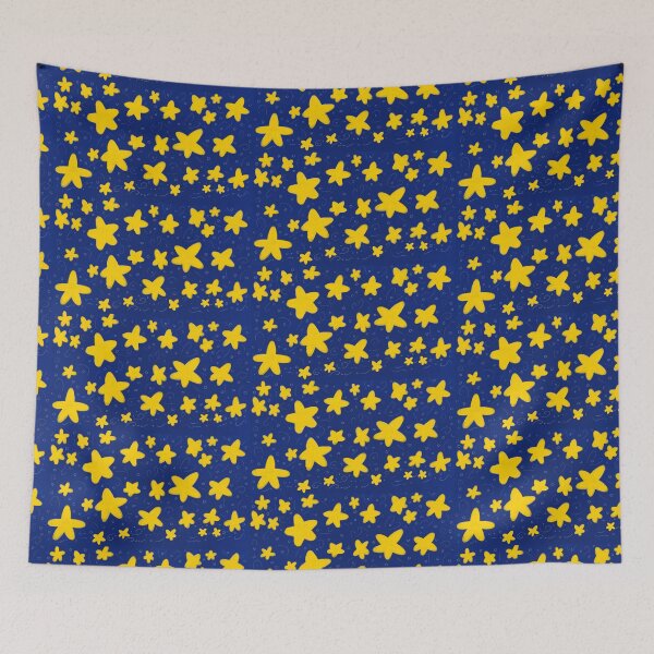 Item preview, Twirly stars in night sky (yellow) designed and sold by Tiny-Sugar-Dove.