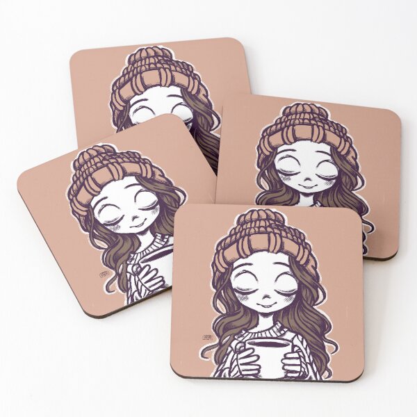 Item preview, Cozy Coffee Girl | Cute Autumn Aesthetic Illustration designed and sold by AngiLaguado.