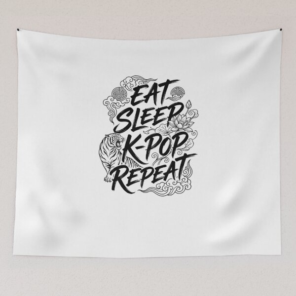 Item preview, Eat Sleep K-Pop Repeat Korean Tiger Lotus Art designed and sold by snowry.