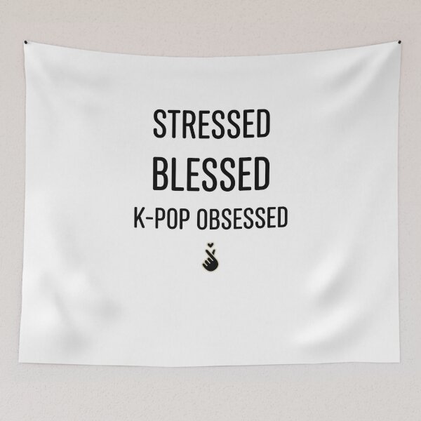 Item preview, Stressed Blessed K-Pop Obsessed Finger Heart Fan designed and sold by snowry.
