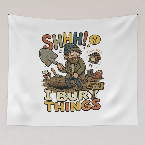 Item preview, "I Bury Things" Suspicious Shhh! Retro Cartoon Design designed and sold by Wear Sculpt.