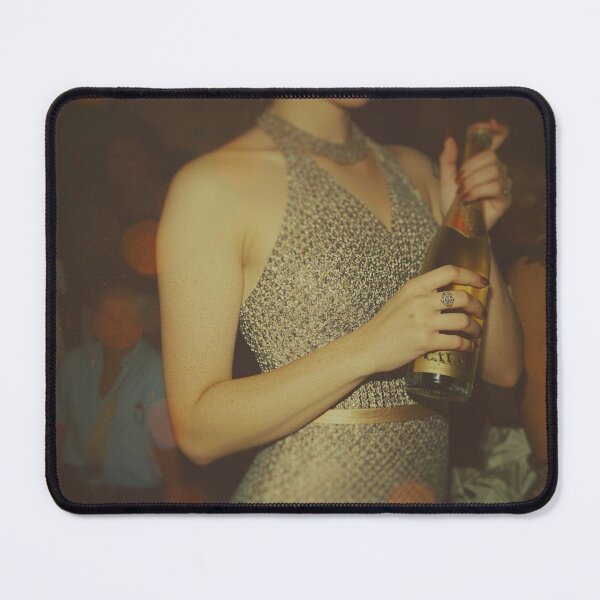 Item preview, A woman holds a bottle of sparkling wine at a party. designed and sold by shoscha.