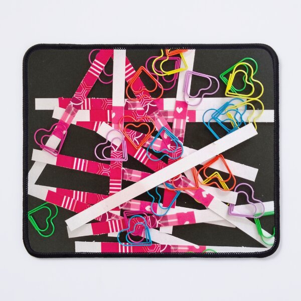 Item preview, Criss cross random abstract strips and hearts designed and sold by ForestandShadow.