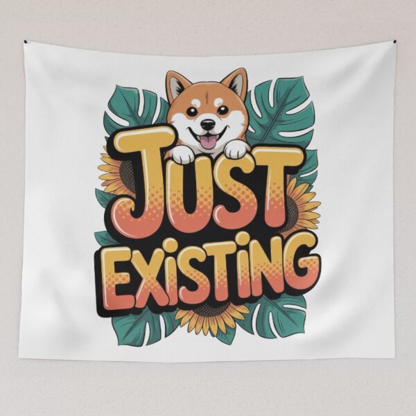 Item preview, Just Existing – Cute Shiba Inu Comic Style Tee designed and sold by NewUSShop.