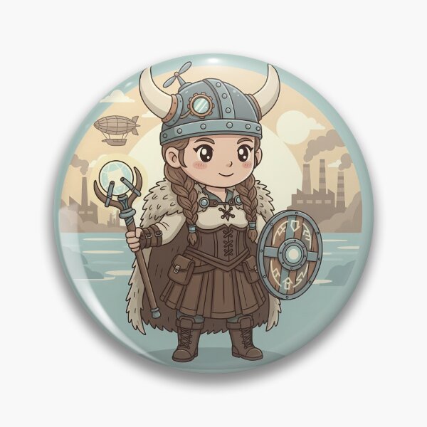 Item preview, Cute Steampunk Viking - Kawaii Norse Warrior / Gears and Axes designed and sold by JohnWar.