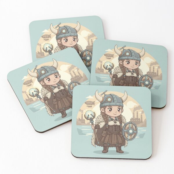 Item preview, Cute Steampunk Viking - Kawaii Norse Warrior / Gears and Axes designed and sold by JohnWar.
