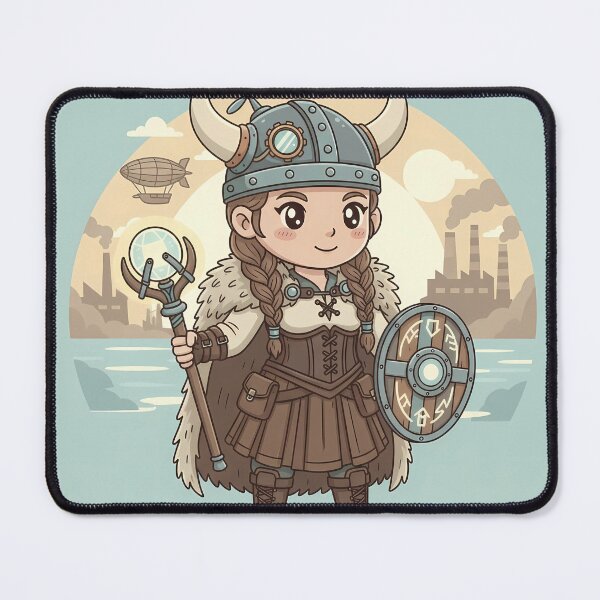 Item preview, Cute Steampunk Viking - Kawaii Norse Warrior / Gears and Axes designed and sold by JohnWar.