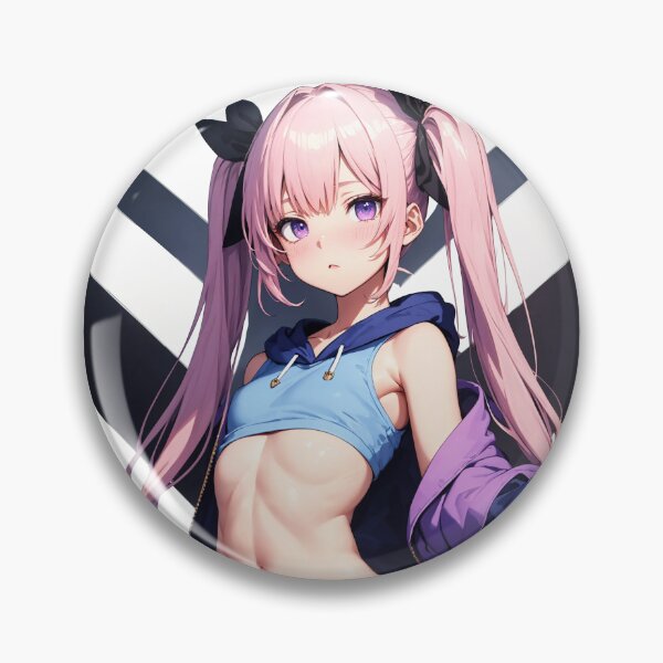 Item preview, Cute Pink Twintails Anime Girl - Sporty Streetwear and Purple Hoodie Art Poster designed and sold by iloveanimechibi.