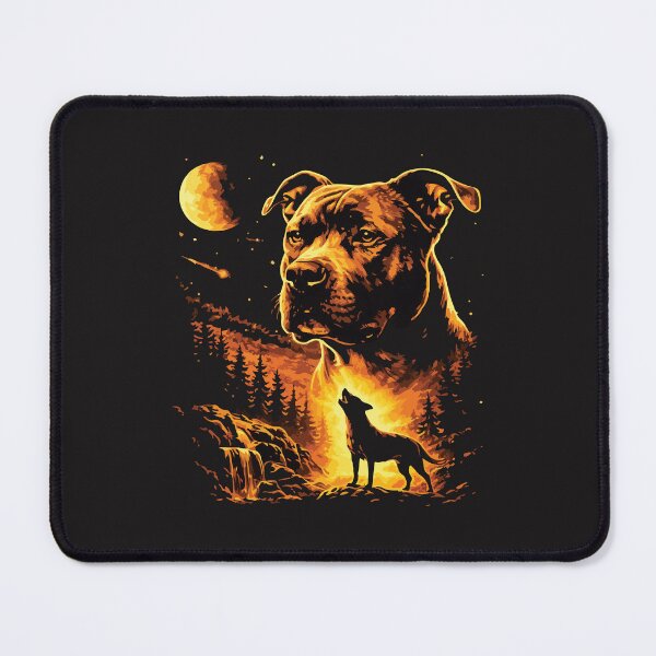 Item preview, Pitbull Howling at the Moon Vintage 90s Forest Retro Dog Lover designed and sold by kiralynstration.