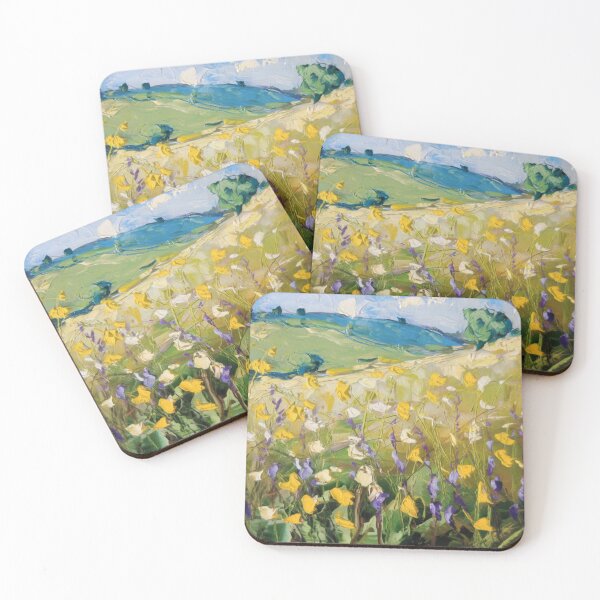 Aperçu de l'œuvre Champ de fleurs sauvages françaises | Peinture de paysage floral de la campagne provençale créée et vendue par CARRAANN.