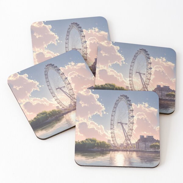 Item preview, London Eye in Soft Sunset Light | Minimal Riverside Illustration designed and sold by Pulipsori.