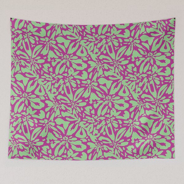 Item preview, Warped Garden Florals Abstract Pattern_MintPink designed and sold by YaldiDesign.