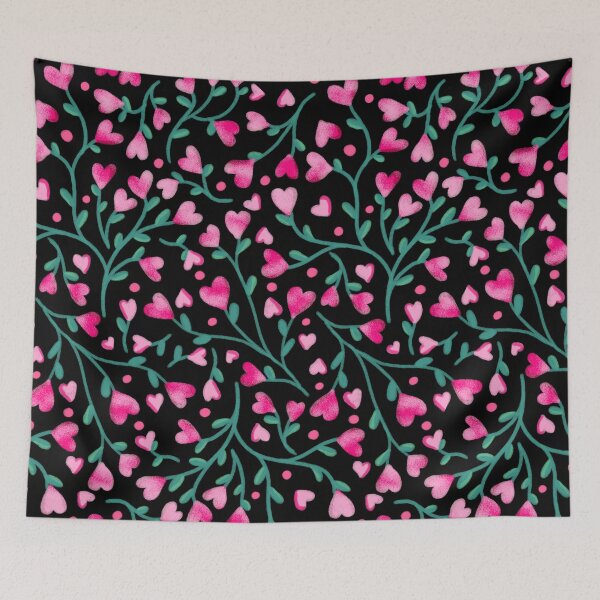 Item preview, Hearts on a vine | black background designed and sold by rose-michele.