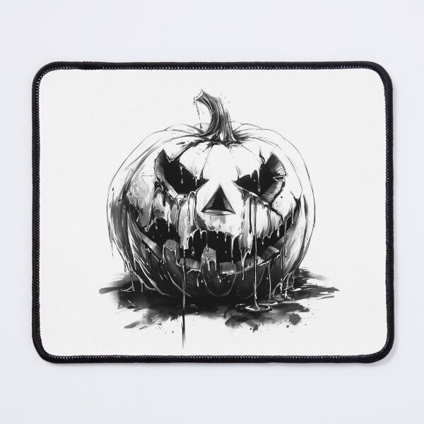 Item preview, Melting Jack O Lantern Horror Pumpkin Black and White Halloween Art  designed and sold by inkoutninja.