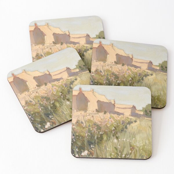 Item preview, French Meadow with Village Houses | Provence Countryside Landscape Painting designed and sold by CARRAANN.