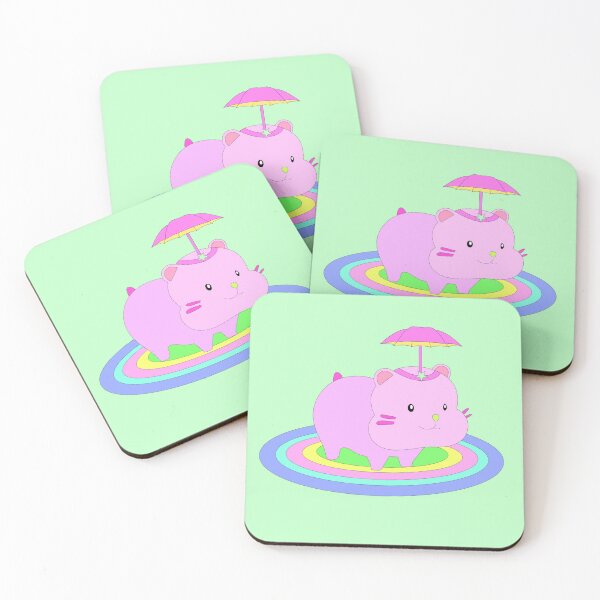 Item preview, Adorable Rainbow Hamster with Pink Umbrella Hat designed and sold by Momotopia.