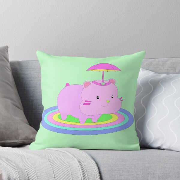 Item preview, Adorable Rainbow Hamster with Pink Umbrella Hat designed and sold by Momotopia.