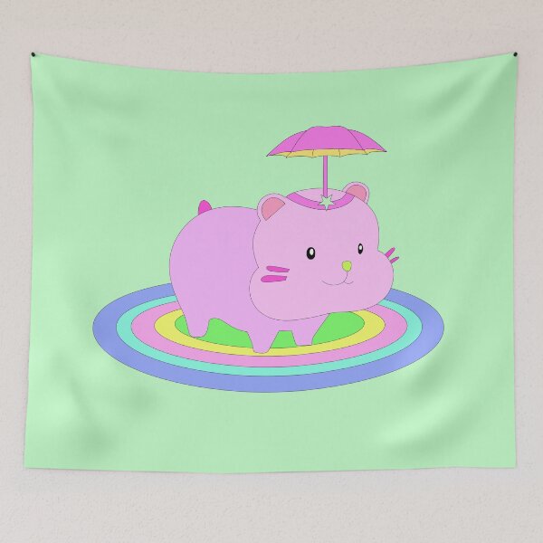 Item preview, Adorable Rainbow Hamster with Pink Umbrella Hat designed and sold by Momotopia.