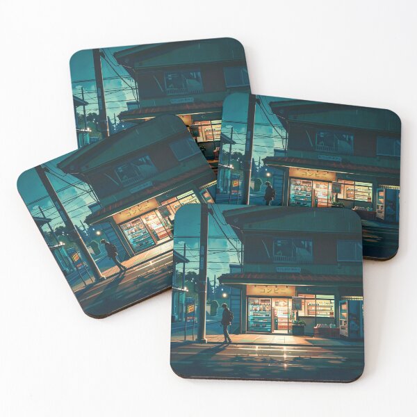 Item preview, Quiet Night at a Japanese Convenience Store | Minimal Street Illustration designed and sold by Pulipsori.