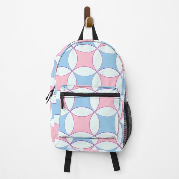Item preview, Patrón geométrico circular sin costuras sobre fondo rosa pastel, azul y menta. designed and sold by Studiohgood.