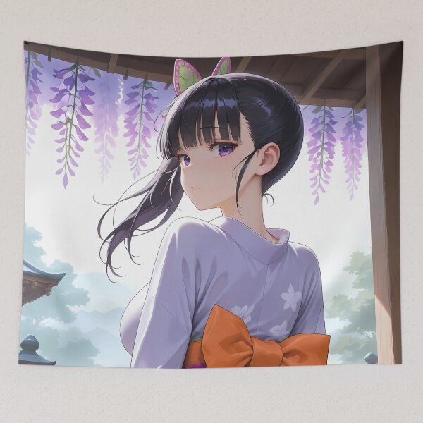 Item preview, Kanao Tsuyuri Demon Slayer Wisteria Back View Garden Scene designed and sold by TanglenRabbit.