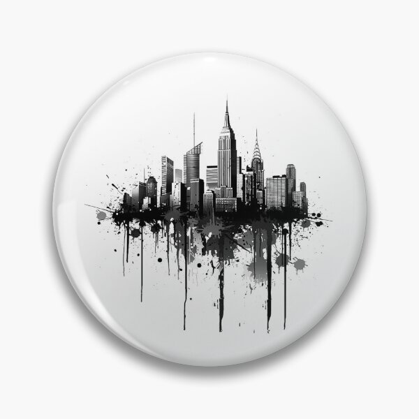Item preview, New York City Skyline Black and White Grunge Urban Art designed and sold by inkoutninja.